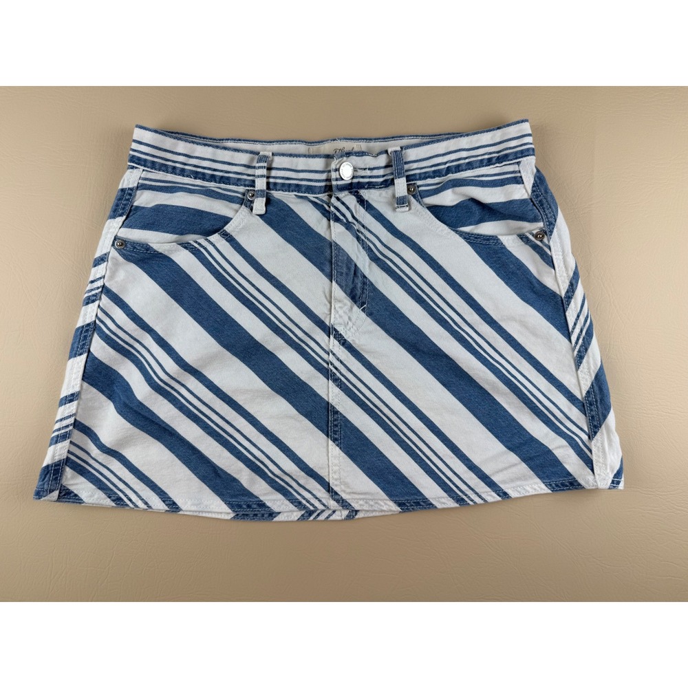 Coastal Nautical Striped Mini Skirt Blue White Size 10 Universal Thread